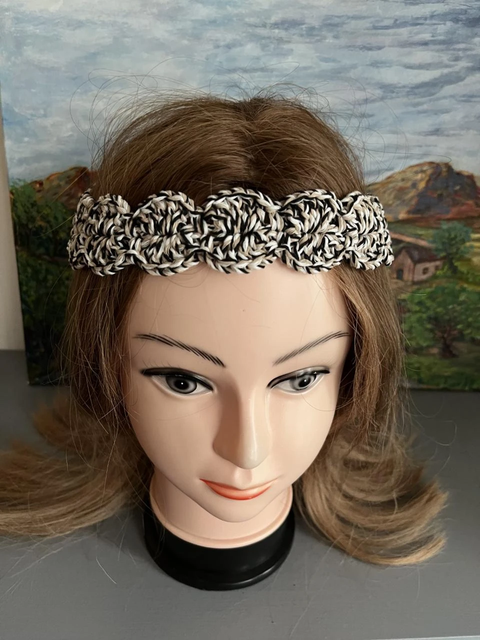Bandeau Serre tête Headband Stirnband Hoofdband Venda Coton Noir Blanc Beige Ta – photo 3
